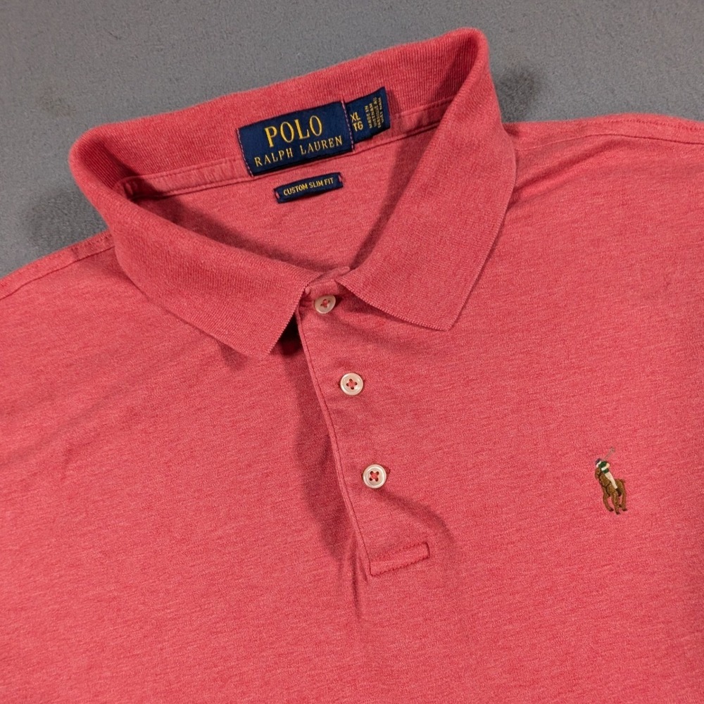Polo Ralph‎ Lauren Polo Shirt Mens XL Custom Slim Fit Heathered Flesh Pony